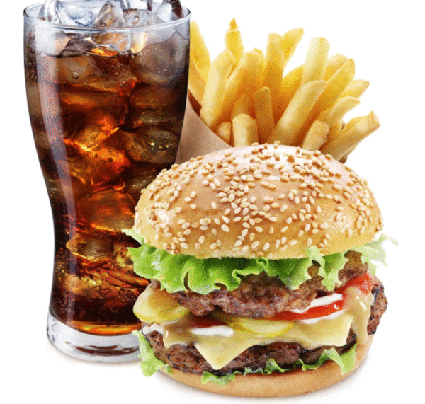 with fries and soda